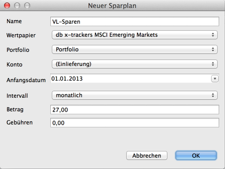 Sparplan anlegen